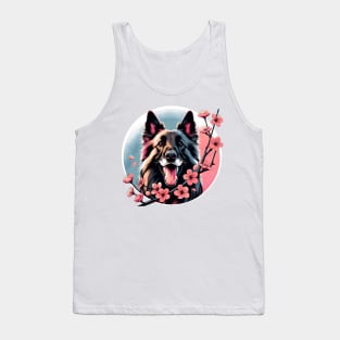 Dutch Shepherd Welcomes Spring with Cherry Blossoms Tank Top